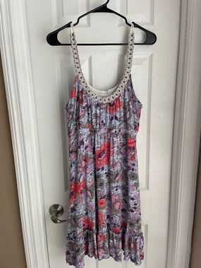 Free People Vintage Floral Embroidered Studded Mini Sundress - Medium